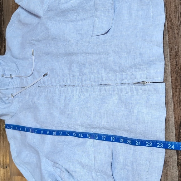 Armani Collection Linen Jacket • Swing Bubble Sleeve • Size 12 • Baby Blue - Picture 14 of 16